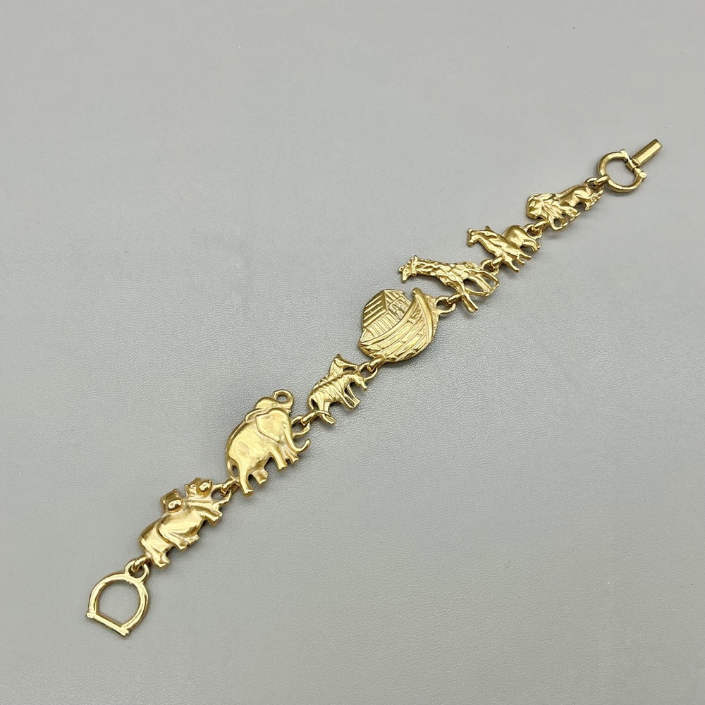 Premier Designs Noahs Ark Bracelet Women Gold Tone Animal Link Religious Jewelry